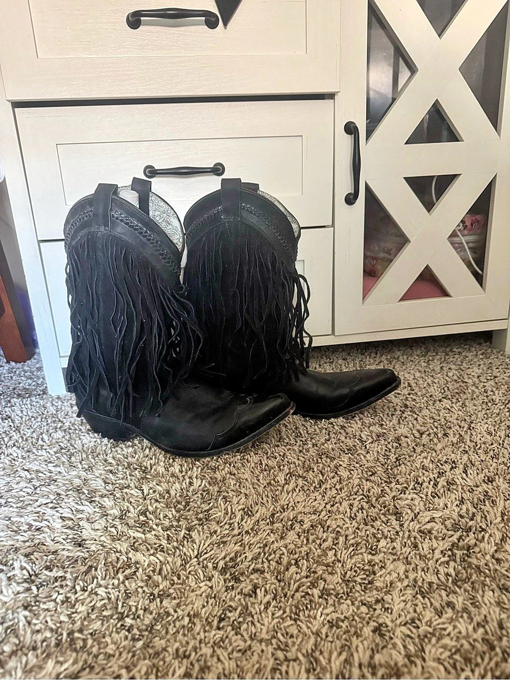 Black Fringe cowboy boots